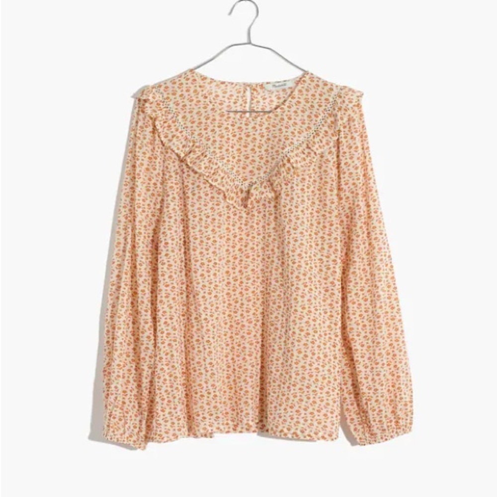 Madewell Ruffle-Yoke Prairie Top in Cutout Blooms | M
